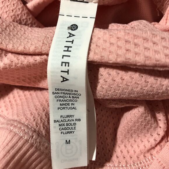 Athleta womens M flurry balaclava rib mix solid pink pullover hoodie cagoule - Picture 5 of 15